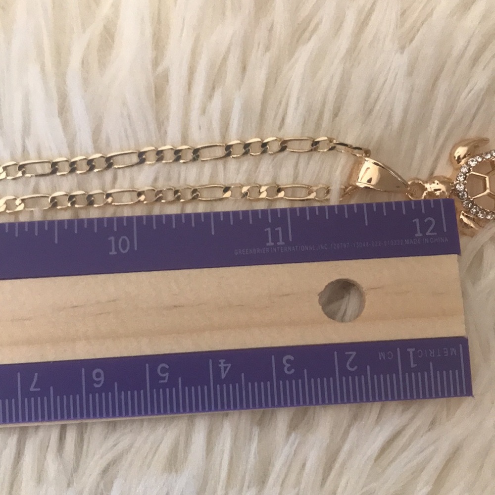Gold plated turtle Charm with rhinestone with Necklace - Picture 6 of 7